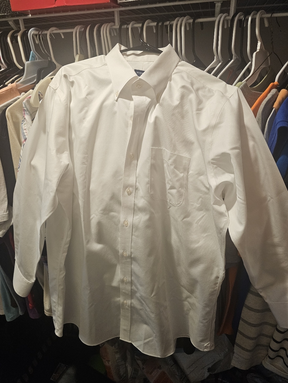 Proper Cloth Mens 19-33.5 Non-Iron Cotton White Twill Button Down Dress Shirt